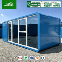 Cabane Apple de 20 pieds, maison capsule bleue, maison préfabriquée portable, salle de bain privée, fenêtre panoramique en verre, hôtel-resort, cabane Apple