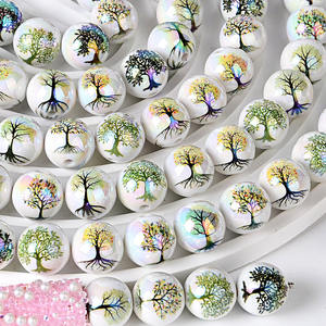 16mm <b>Acrylic</b> Mixed Color Double-Sided Printed Tree Life Straight-Hole <b>Beads</b> DIY Bracelet Pendant Accessory Fashionable Colorful - Product Image 1