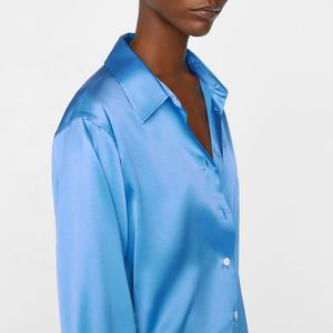 Blusa de manga larga con botones para mujer, camisa de seda de morera real, suelta, de calle, de alta calidad, 100% - Product Image 4