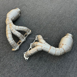 Sortie d'usine 304 tuyau de descente d'échappement en acier inoxydable avec bouclier thermique pour Porsche 911 <span class=keywords><strong>991</strong></span>.1 997 <span class=keywords><strong>GT3</strong></span> <span class=keywords><strong>rs</strong></span> 3.8L collecteurs d'échappement - Product Image 3