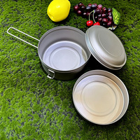 Boîte à bento ronde étanche en titane pur boîte à lunch de camping en plein air avec couvercle scellé poignée pliable pour les étudiants et les pique-niques