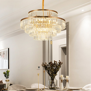 Lampadario rotondo moderno luminari per soggiorno rotondo Hang Crystal Dining Room Muti Layers Light Fixture per soffitto - Product Image 3