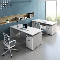 Bureau de Direction Moderne avec Plateau en MDF Trempé, Table de Bureau Professionnelle