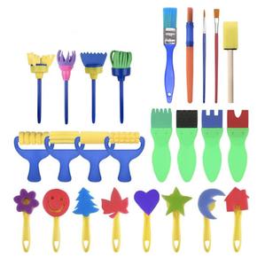 Kit de tampons et pinceaux éponge DIY personnalisés pour enfants, avec manche en plastique et poils en soie, outil de peinture - Product Image 3