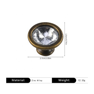 Portes d'armoires en acrylique de style campagnard européen traditionnel à trou unique, poignées de porte en alliage de zinc de style antique - Product Image 3