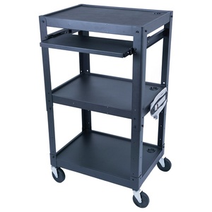 Station de travail audiovisuelle avec multiprise, bureau mobile, chariot informatique réglable en hauteur <span class=keywords><strong>pour</strong></span> présentations - Product Image 1