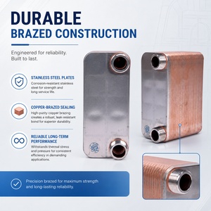 Échangeur de chaleur à plaques brasées en acier inoxydable 316 pour pompe à chaleur, chaudière, CVC, réfrigération et refroidissement - Product Image 2