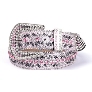 Cinturón de diamantes de imitación personalizado con hebilla plateada, diseño de estampado animal, estilo casual y dulce para mujer - Product Image 2