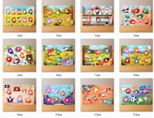 12 thiết kế trẻ em bằng gỗ Câu Đố tay grabbing nhận thức bảng kỹ thuật số động vật trái cây phù hợp với bảng Knob câu đố đồ chơi - Product Image 3