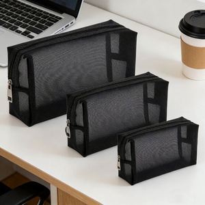 Portable Transparent Mesh Cosmetic Pouch Large Capacity Handheld <b>Lipstick</b> Makeup Storage Bag for Daily Use - Product Image 1