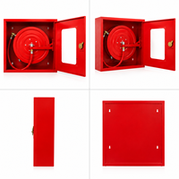 Armoire à enrouleur de tuyau d'incendie à double porte en acier rouge, fournie par le fabricant