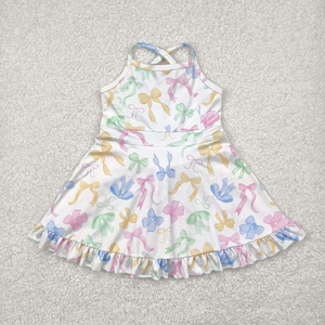 En gros, Vêtements d'été décontractés pour filles, écologiques, comprenant Jupes-shorts de yoga, Robes à volants, longueur genou, à bretelles, à motifs floraux et à nœuds, et Tenues de sport - Product Image 2