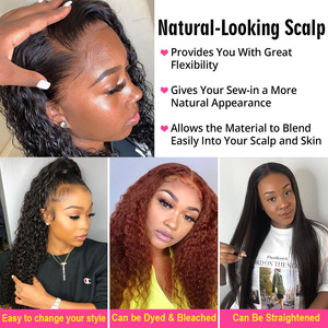 วิกผมลูกไม้แบบเต็มศีรษะ Water Wave Glueless Full HD Lace Frontal Wig <span class=keywords><strong>ผม</strong></span>แท้จากอินเดียแบบไม่ผ่านการแปรรูป  จัดเรียงเกล็ดผม  วิกผมลูกไม้ด้านหน้าแบบเวียดนาม - Product Image 4