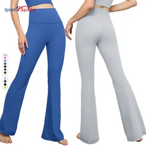 Women High Waist Butt Lifting Sports Workout Flare Pants Nude Feeling Train Loose Yoga Pants New Arrival Gym Flare Pants