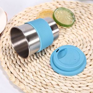 แก้วสแตนเลสขายส่งพร้อมฝาซิลิโคน แก้วกาแฟพกพาสำหรับกิจกรรมกลางแจ้ง - Product Image 4