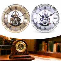 Horloge de bureau transparente en plastique argenté de luxe moderne 97 mm avec mouvement à quartz, idéale pour le bricolage et la décoration de la maison ou du bureau