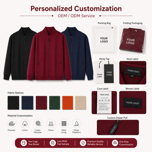Custom Logo Unisex Zip-Up Bomber Jacket <b>Stand</b> Collar Performance Casual Team Wear Wholesale S-4XL Burgundy <b>Night</b> Blue - Product Image 5