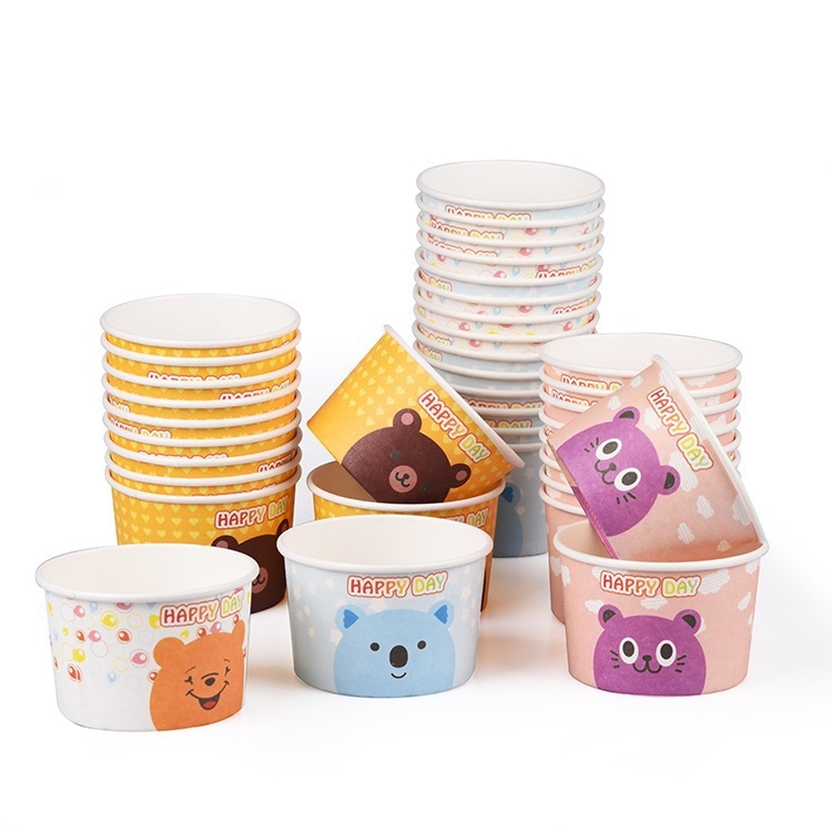 Factory Price 100 % Biodegradable Packaging Disposable Eco Friendly Ice Cream Paper Cups With Lid