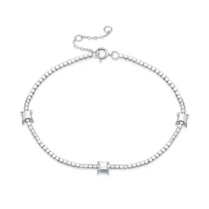 Neue Mode Damen Punk-Stil Strand-Armband vergoldet 925 Sterling-Silber Knöchel Diamant Hip Hop Iced Sandal Fußkette