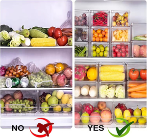 BPA-Free Glass Clear Produce Fruit Food <b>Storage</b> <b>Containers</b> with Detachable Design Modern Nordic Style Fridge Organizer - Product Image 3