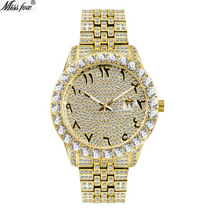 Montre à quartz haut de gamme, étanche, à grand cadran, en or, avec diamants, style hip-hop, best-seller - Product Image 4