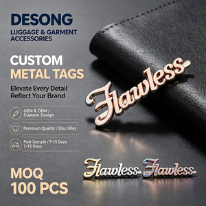 Étiquettes métalliques découpées au laser et gravées sur mesure pour sacs et chaussures – Étiquettes de vêtements autocollantes - Product Image 1