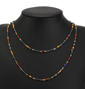 14K Gold Filled 1.7MM Lip Chain With Tiny Colored Enamel Beads Drip Oil Chains for DIY Necklace Bracelet <strong>Jewelry</strong> Making <strong>Supplies</strong> - Product Image 5