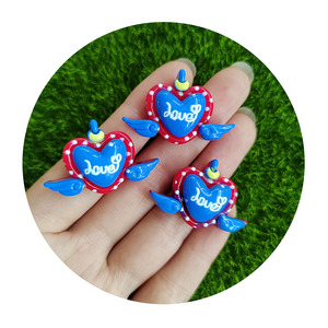 100 unids/lote cabujones rojos y azules con lunares blancos lindo Donut corazón piruleta labios caramelo helado artesanías para decoración de la caja del teléfono - Product Image 4