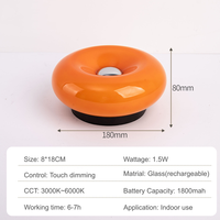 Lampe murale LED tactile créative en verre, rechargeable, à intensité variable, pour salon, chevet, couleur orange crème rose, style donut, lampe de table LED