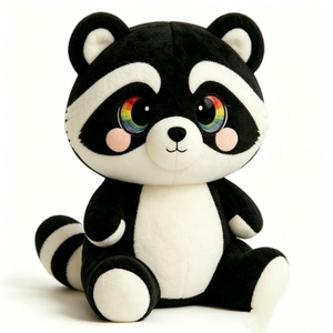 ตุ๊กตาแรคคูนนั่งน่ารักแบบสั่งทำพิเศษ ตุ๊กตาสัตว์นุ่มสีดำขาวพร้อมตาสีรุ้ง ตุ๊กตาแรคคูนป่า - Product Image 4