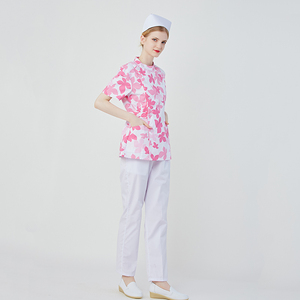 Tenues médicales unisexes en coton imprimé par transfert thermique pour médecins et infirmières, ensembles de blouses et pantalons, uniformes d'hôpital pour personnel, modèle DUI DE 020412 - Product Image 5