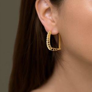 Orecchini a Cerchio E43460D Placcati Oro in Lega di Zinco con Cristalli e Strass, Gioielli Trendy da Donna - Product Image 2