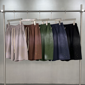 Pantalones cortos de color degradado para hombre, ropa de calle, pintura en aerosol a mano, estilo artístico, pierna ancha, ajuste holgado, pantalones de algodón transpirables de verano - Product Image 1