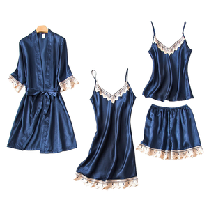 Ensemble de pyjama en dentelle pour femmes de haute qualité en gros, imprimé, ample, confortable, vêtements de maison, ensemble de pyjama respirant pour femmes - Product Image 4
