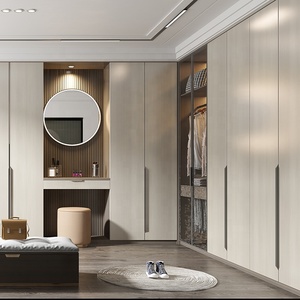 Grande <span class=keywords><strong>armoire</strong></span> moderne en bois avec coiffeuse Porte en bois massif pour chambre ou hall Meubles conçus pour la maison ou l'hôtel - Product Image 4