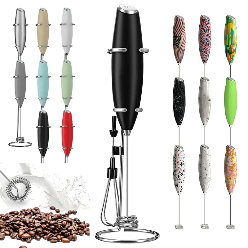 2023 Battery Operated Whisk Beater Foam Maker Handheld Electric Milk Frother Machine Handheld For Coffee, Latte, Cappuccino