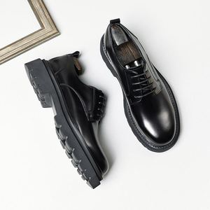 Autumn Latest Formal Business Genuine Leather English Square-<b>Toe</b> Hand-carved Embossing Lace-up Oxford Breathable Anti-Sliproof - Product Image 5