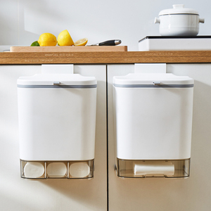 Poubelle suspendue pour armoire, poubelle murale pour cuisine, petite poubelle pliable avec couvercle, en vrac - Product Image 1