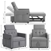 Canapé-lit chaise canapé convertible chaise lit gigogne avec dossier réglable tissu de lin USB pour salon appartement