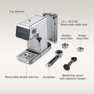 Machine à expresso semi-automatique à écran tactile pour cuisine moderne, thermobloc, cafetière domestique, mousseur à lait pour latte et cappuccino - Product Image 6