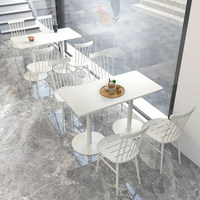 Table à manger rectangulaire en métal au design moderne pour salons de thé, restauration commerciale, réceptions, chaises décontractées, petit carré