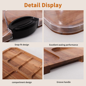 Acacia Wood Fruit Platter With Dividers Portable Snack Tray For Outdoor Picnic Eco-Friendly Dinnerware - Product Image 4