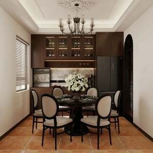 Modern High-End Medieval Wooden Cabinets Traditional Villa Coffee-Colored <b>Storage</b> Furniture <b>with</b> <b>Islands</b> for Apartment Use - Product Image 3