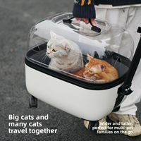 Poussette de luxe rigide multi-animaux pour chats, avec fermeture éclair, en ABS PC solide, roues à frein, valise de voyage capsule spatiale pour grands chats, pour l'extérieur