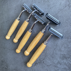 Rasoio di Sicurezza a Doppio Filo di Alta Qualità con Manico in Legno di Bambù e Testina Sostituibile con Lame per la <span class=keywords><strong>Rasatura</strong></span> e la Cura della <span class=keywords><strong>Barba</strong></span> Maschile - Product Image 2
