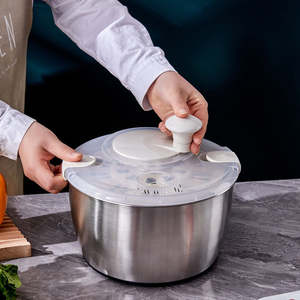 Grand essoreur à salade écologique en acier inoxydable, ensemble d'égouttoirs pour légumes et fruits, fonction d'égouttage, compatible lave-vaisselle - Product Image 5