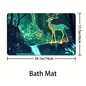 Rideau de Douche Imprimé Numérique en Polyester Motif Cerf de la Forêt Émeraude, Rideau de Salle de Bain Imperméable, Impression Personnalisée, Vente en Gros Moderne - Product Image 3