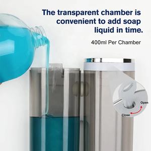 <span class=keywords><strong>2</strong></span>-Chamber duvara monte duş sabunu pompalı dağıtıcı hiçbir matkap şampuan kremi tutucu vücut yıkama jel sıvı banyo için - Product Image 4