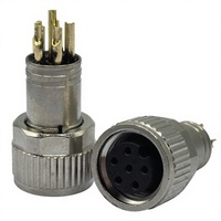 Conectores Circulares Industriales Serie M8 con Codificación A, 6 Núcleos, Hembra, 8 mm, Enchufe de Aviación Recto, IP67, Impermeables