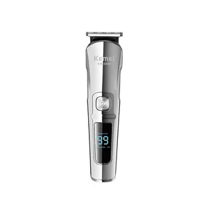 Kemei KM-8509 Electric professional men's hair clipper LED display USB rechargeable hair clipper silver electric hair trimmer